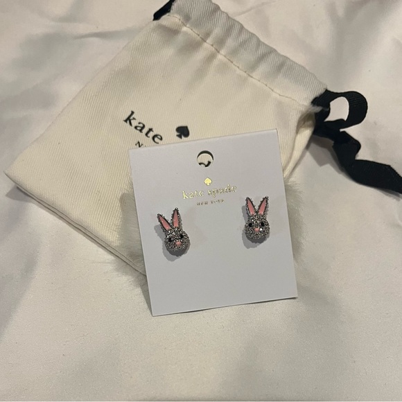 Kate Spade White Fluffy Bunny Earrings - Picture 3 of 5